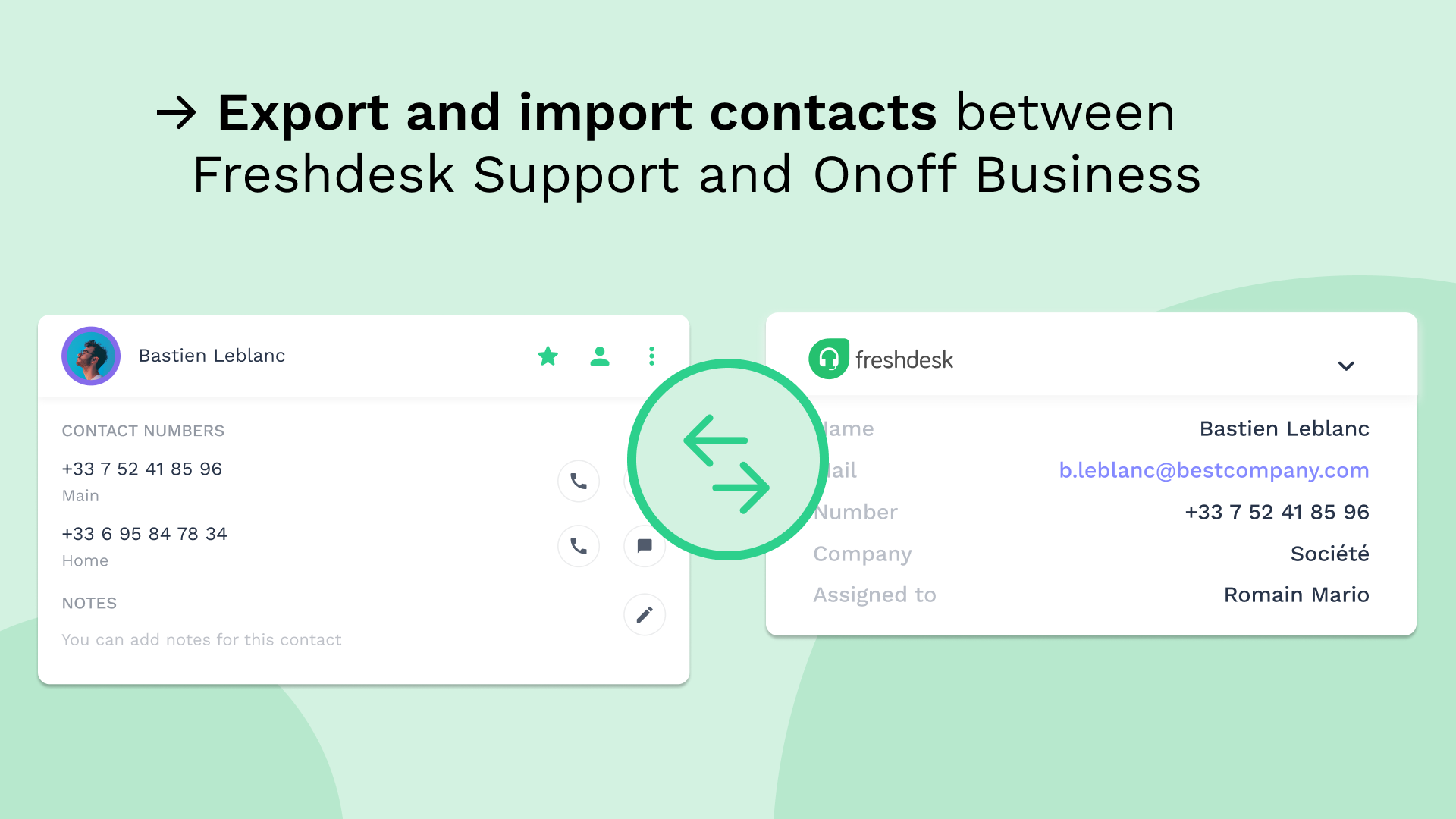 Integration Freshdesk Onoff Business - Synchronization of contacts