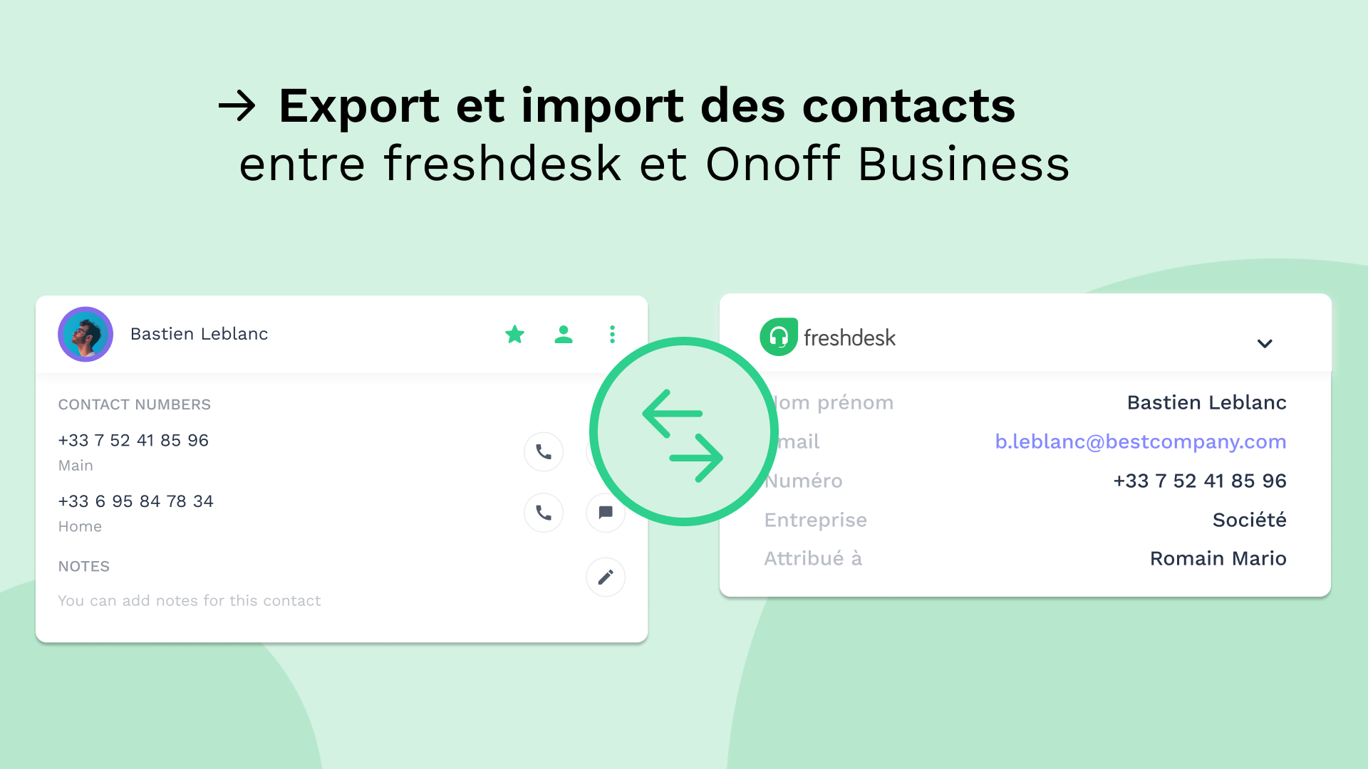 Integration freshdesk Onoff business - Synchronisation des contacts