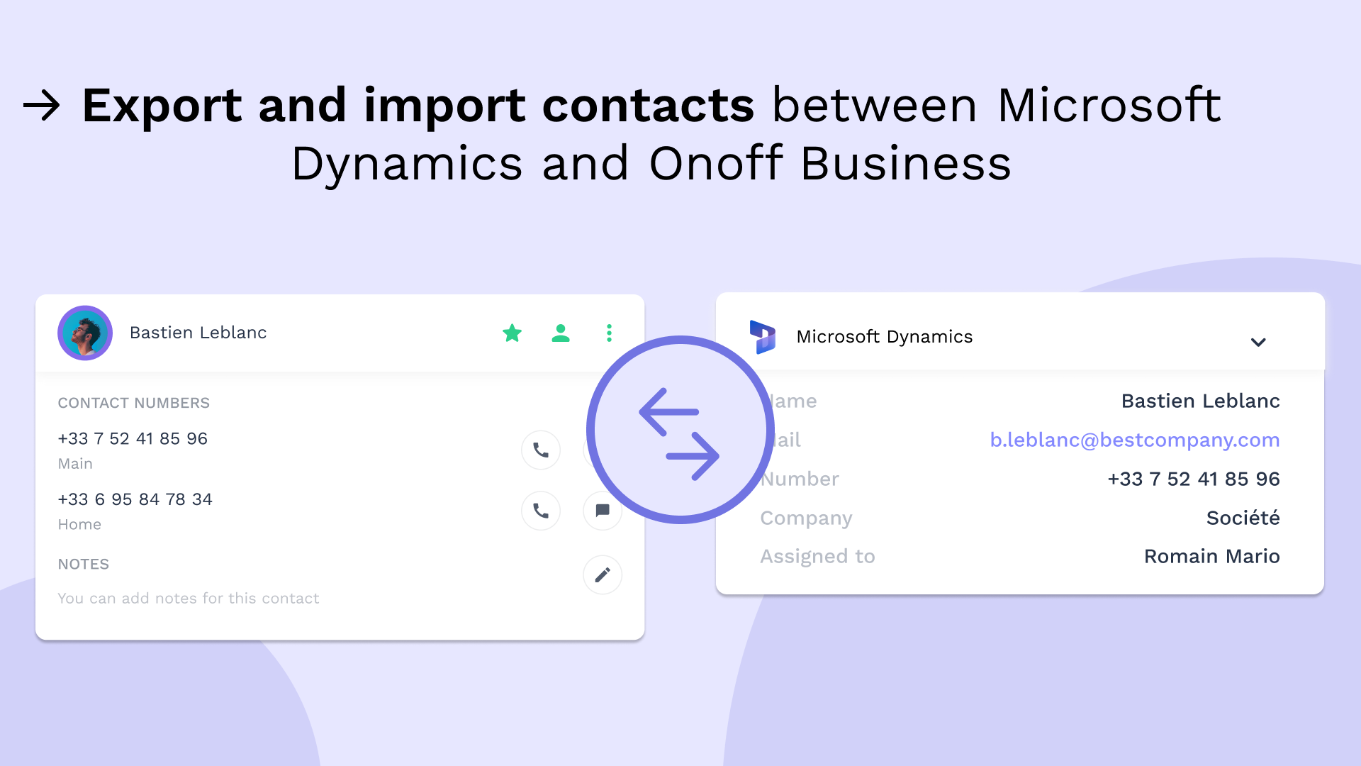 Microsoft dynamics integration with Onoff Business contact synchronization