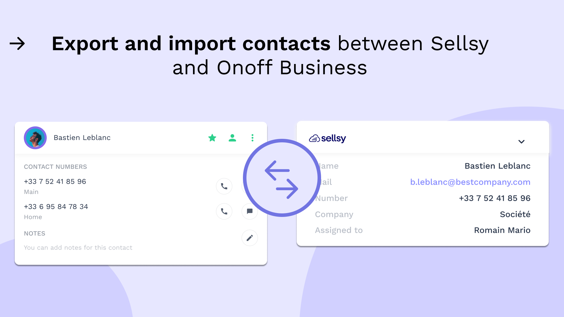 Sellsy intégration with Onoff Business-import and export contacts Sellsy intégration with Onoff Business-import and export contacts
