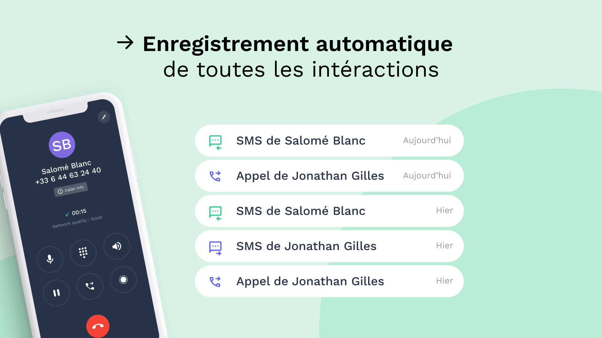 Integration noCRM avec Onoff Business - Enregistrement automatique des intéractions