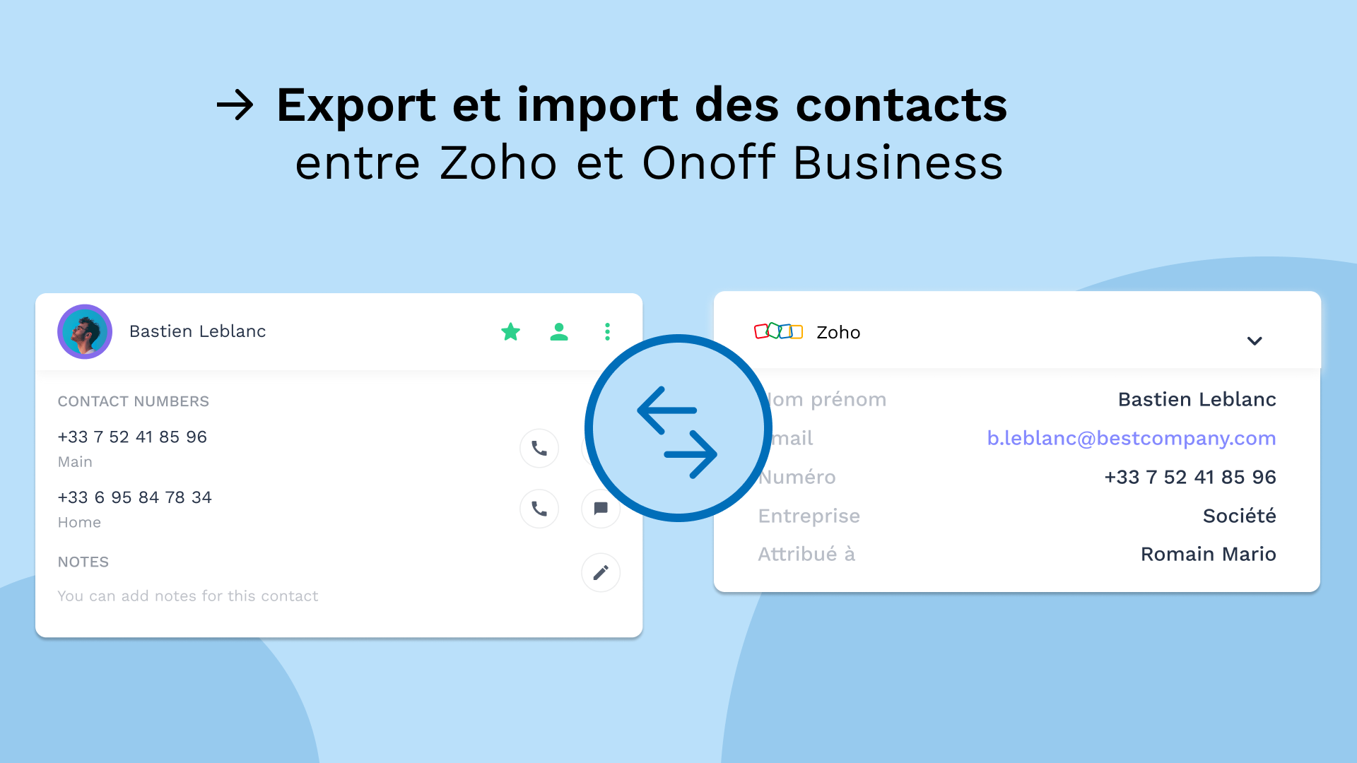 Zoho Integration with Onoff Business - Export and Import of Contacts